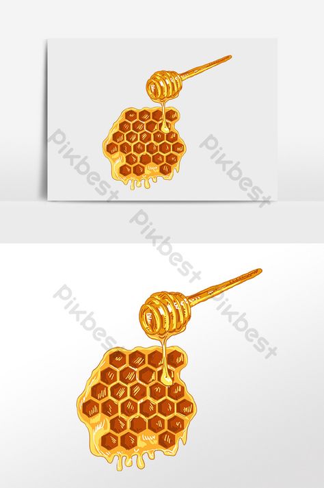 hand drawn natural honey honeycomb stir stick illustration Bee Video, Stick Illustration, Bear Bakery, Honey Bear Bottle, Mad Honey, Honey Illustration, Drawing Natural, Stick Drawings, Food Project