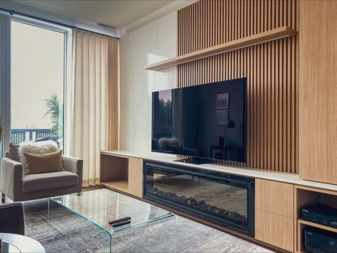 Fireplace with tv above