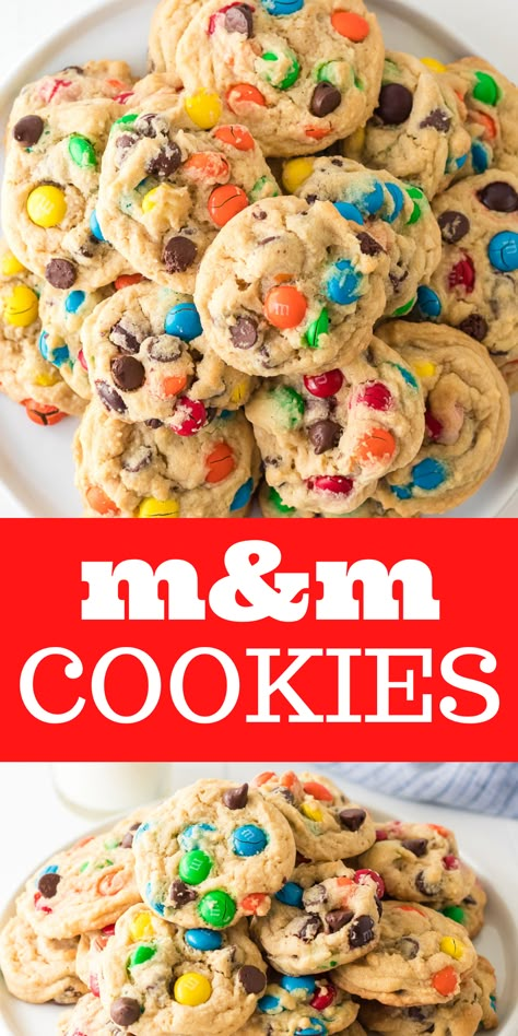 Easy Mm Cookies, Mini M M Cookies Recipe Easy, M M Cookie Recipe, M M Mini Cookies Recipe, Soft M And M Cookies, Homemade M&m Cookie Recipe, Sugar M&m Cookies, Chewy M M Cookies Recipe, Homemade M M Cookies