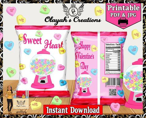 Excited to share this item from my #etsy shop: Pink Heart Candy Chip Bag / Goodie Bag -Happy Valentines Day - Instant download Chip Bag - Printable Chip bag - Valentine chip bag Cute Kiss, Brochure Paper, Heart Printable, Chip Bags, Adhesive Paper, Double Sided Adhesive, Heart Candy, Printer Paper, Pink Candy