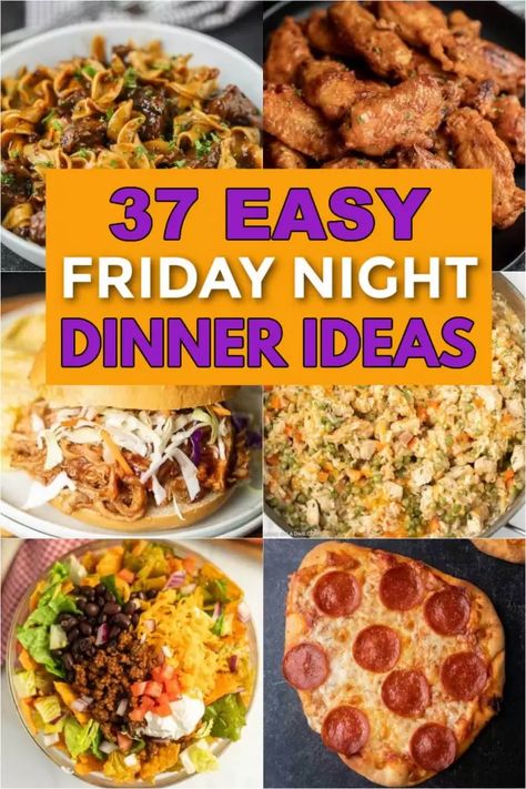 Everyone will enjoy these delicious and easy Friday night dinner ideas. These quick and fun dinner recipes are perfect for a laid back family night. 37 easy recipes. These are the best family friendly recipes that is great for kids too! #eatingonadime #easydinners #fridaynightdinners #easyrecipes Friday Dinner Ideas, Easy Friday Night Dinner, Easy Friday Night Dinner Ideas, Saturday Night Dinner Ideas, Friday Night Dinner Ideas, What To Cook For Dinner, Movie Night Dinner, Ground Beef And Cabbage, Friday Dinner