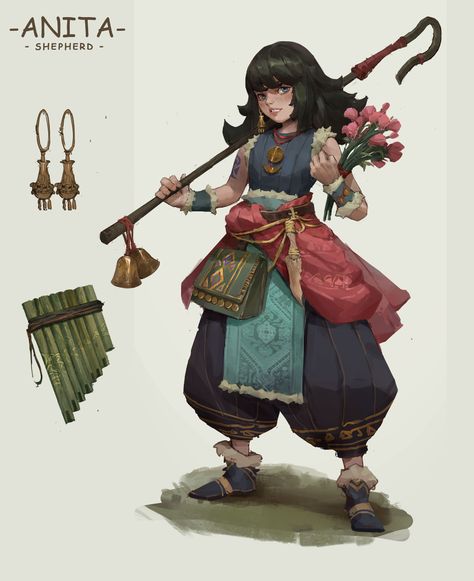 ArtStation - Shepherd, Maisie Mei Shepard Character Design, Dnd Shepherd, Fantasy Shepherd, Shepherd Character Design, Shepherd Character, Forest Protector, Fantasy Classes, Dnd Npc, Character Board