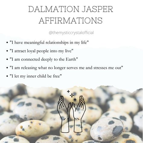 Dalmatian Jasper Crystal Meaning, Dalmation Jasper Crystal Meaning, Dalmation Jasper Meaning, Dalmatian Jasper Meaning, Dalmatian Crystal, Crystal Affirmations, Crystal Grimoire, Witchcraft Quotes, Pagan Life