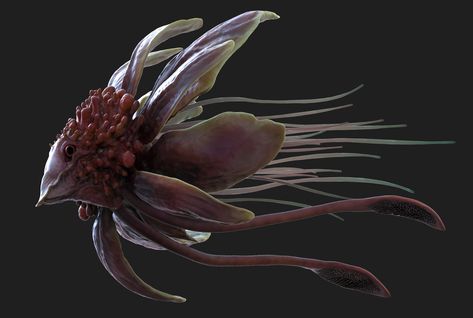 Octopus Creature Concept Art, Octopus Alien, Octopus Monster Art, Alien With Tentacles, Tentacle Monster Creature, Zbrush Anatomy, Alien Tentacle Creature, Alien Character, Alien Design