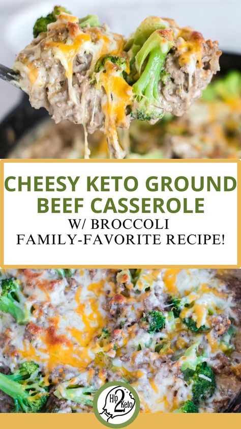 Cheesy Keto Ground Beef Casserole w/ Broccoli | Family-Favorite Recipe! Healthy Hamburger Meat Recipes, Keto Ground Beef Casserole, Casserole With Cheese, Cheese And Broccoli, Ground Beef And Broccoli, Hamburger Casseroles Recipes, Keto Ground Beef, Broccoli Recipes Casserole, Meat Casserole