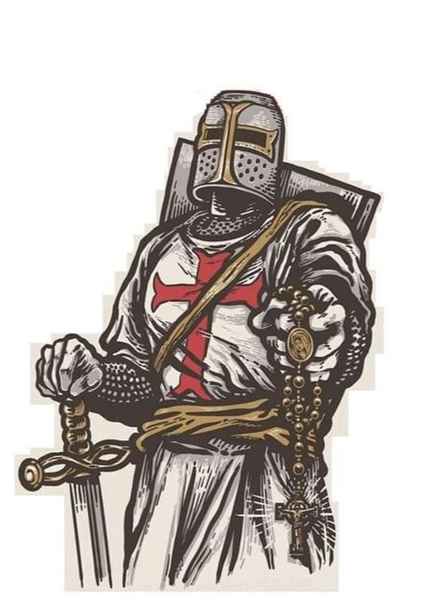 Templar Knight Tattoo, Crusader Wallpaper, Knight Drawing, Catholic Wallpaper, Knight Tattoo, Crusader Knight, Catholic Decor, Doodle Characters, Christian Artwork