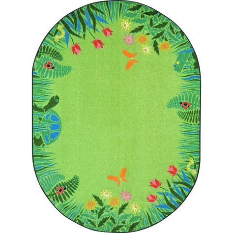 Alpes Merry Meadows Green Area Rug Forest School Area, Garden Theme Classroom, Learning Garden, Forest Classroom, Classroom Rugs, Colorful Carpet, Cute Classroom, Oval Area Rug, Carpets For Kids