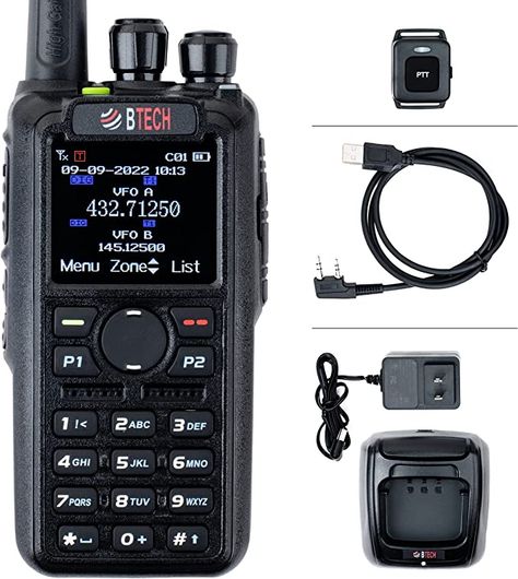 Amazon.com: BTECH DMR-6X2 PRO Digital DMR and Analog 7-Watt Dual Band Two-Way Radio (136-174MHz VHF & 400-480MHz UHF). Supports Bluetooth, APRS, GPS, Roaming, AES256 Encryption, Recording, and More : Everything Else Voice Recording, Two Way Radio, Dual Band, Walkie Talkie, Radios, Band