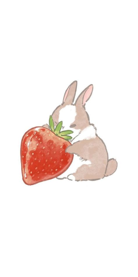 Drawing Ideas Wallpaper, Strawberry Drawing, School Of Witchcraft, Instagram Cartoon, Future Wallpaper, Shrink Art, Bunny Drawing, Iphone Lockscreen Wallpaper, Bunny Wallpaper