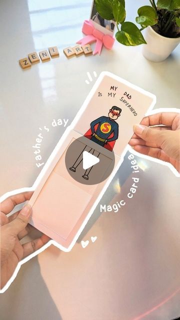 Zeni Art ‧₊˚DIY with me ✂️༘⋆ on Instagram: "Fathers deserve handmade cards too 🎀🌷 @zeni.art . . . . . . . . . . . . . . . . . . (Father's day magic card idea, magic card tutorial, craft tutorial, handmade cards, gifts for dad #fathersday #fathersdaygifts #magiccard #cardtutorial #giftsforhim #cutecardidea #cardfordad #fathersdaycard #fyp #fy #foryou #fypシ #explore #trending #explorepage #handmadecards #diy #diycardidea )" Fathers Day Cards Diy Kids, Handmade Card For Father Birthday, Handmade Gifts For Father's Birthday, Birthday Card For Father Handmade, Birthday Card For Husband Diy, Birthday Card For Dad From Kids, Fathersday Card Idea, Diy Dad Birthday Card, Handmade Fathers Day Cards Ideas