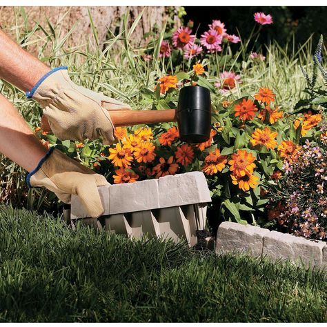 Prepare your garden with a finished look. Made from durable resin, our reproduction Stone Edging creates a decorative border for your flowerbed, garden, or other landscaping. Easy to install with no digging required. Just use a rubber mallet to effortlessly tap the Edging into place. Simple interconnect design provides a variety of landscaping patterns. Creates 10 feet of attractive perimeter and measures 12 inches wide by 2 inches thick—6 inches high, with about 2 inches above the ground. Landscape Edging Stone, Stone Edging, Landscape Borders, Meteor Garden 2018, Landscaping With Large Rocks, Landscape Edging, Lawn Edging, Garden Edging, Landscaping Tips