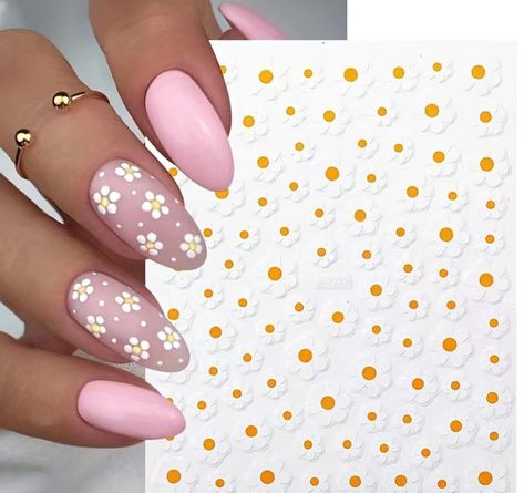 Daisy Nail Art, Stickers Watercolor, White And Blue Flowers, Daisy Nails, Watercolor Blue, Flower Nail, White Nail, Flower Nail Art, 3d Nail