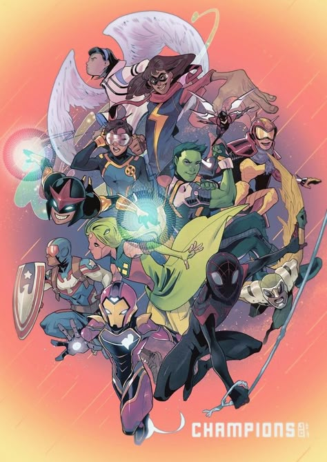 Champions Marvel, Next Avengers, Marvel Champions, Marvel Characters Art, Young Avengers, New Avengers, Marvel Fan Art, Marvel Spiderman Art, Marvel Comic Universe