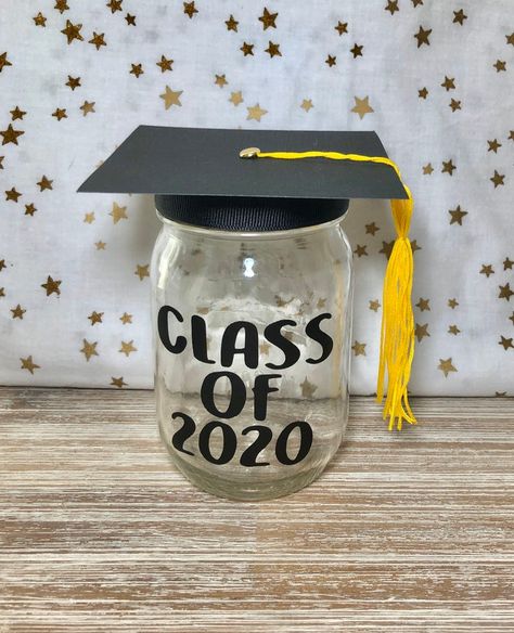 Class of 2020 graduation gift and party decoration mason jar | Etsy College Graduation Party Favors, 50th Class Reunion Ideas, Centerpiece Graduation, Graduation Centerpieces, Graduation Party Table, Graduation Desserts, Graduation Centerpiece, Diy Graduation Gifts, Senior Graduation Party