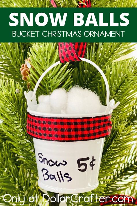 Snow Balls, Metal Pail, Unicorn Christmas, Silver Christmas Decorations, Christmas Mantel Decorations, 5 Cents, Navidad Diy, Crochet Christmas Ornaments, Plaid Ribbon