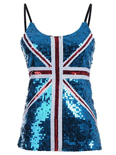 AnnaKaci Womens Union Jack Flag Sequin Slim Adjustable Spaghetti Strap Tank Top >>> You can find out more details at the link of the image.Note:It is affiliate link to Amazon. #like4like Jack Flag, Sequin Tank Top, Union Jack Flag, Women Blouses Fashion, Spaghetti Strap Tank Top, Sleeveless T Shirt, Sequin Tank, Cheap T Shirts, Sequin Tank Tops