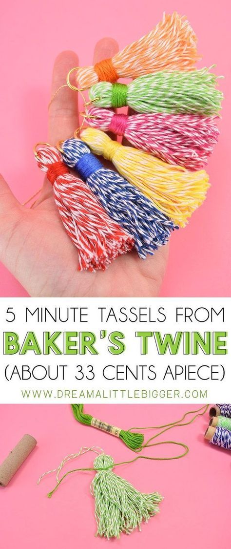 Make tassels from bakers twine for cheap Twine Diy, Twine Crafts, Room Decor Crafts, Creative Diy Projects, Home Decor Diy Crafts, Tassel Crafts, Diy Crafts For Teens, Diy Crafts For Adults, Diy Tassel