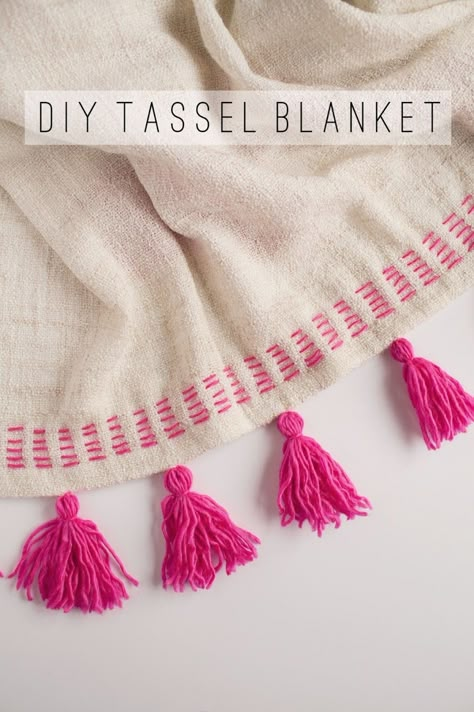 Tassel Blankets, Diy Tassel, Pola Sulam, Pink Yarn, Creation Couture, 자수 디자인, Hand Embroidery Designs, Diy Inspiration, Embroidery Stitches