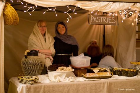 A Night in Bethlehem - Market tent ideas Lds Christmas, Church Christmas Party, Journey To Bethlehem, Bethlehem Christmas, Ward Christmas Party, Christmas Experiences, Christmas Program, Relief Society Activities, Christmas Play