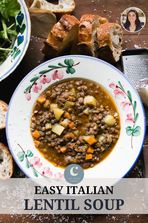 Lentil Dinner Recipes, Italian Lentil Soup Recipe, Italian Lentil Soup, Cooking Green Lentils, The Clever Carrot, Clever Carrot, Lentil Soup Recipe, Fast Cooking, Pasta Sauce Homemade