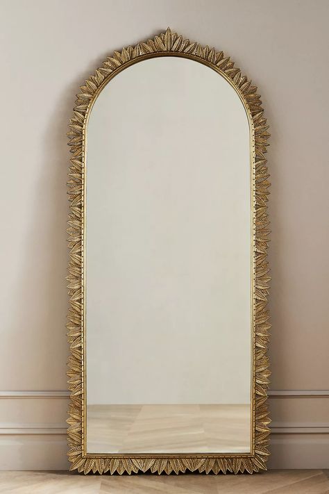 Demeter Dressing Mirror | AnthroLiving Leaning Floor Mirror, Living Room Murals, Mantle Mirror, Hallway Mirror, Ornament Drawing, Bedroom Updates, Willow Wood, Arch Mirror, Mirror Shapes