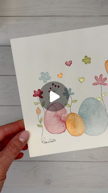 Easter Egg Watercolor, Easter Cards Handmade Watercolor, Watercolour Easter Cards, Easter Watercolor Cards, Watercolor Easter Cards, Easter Motifs, Watercolour Easter, Egg Watercolor, Bunny Sitting