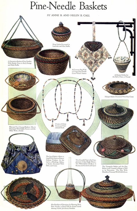 Crochet Pine Needles, Pine Needle Crafts Diy, Pine Needle Baskets Tutorial, Pine Needle Hat, Pineneedle Crafts, Diy Pine Needle Baskets, Pine Needle Weaving, Pine Straw Baskets, Linen Baskets