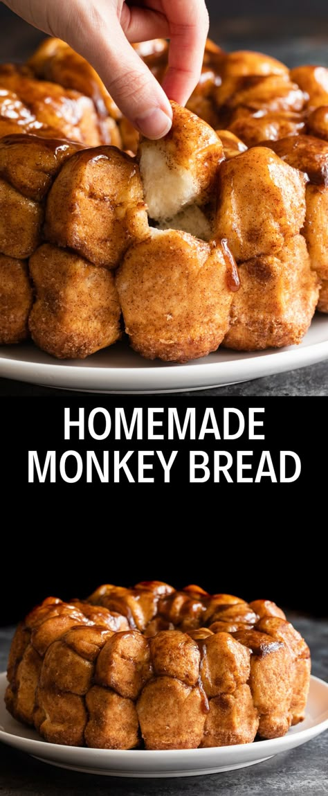 Monkey Bread Homemade Dough, Biscuit Dough Monkey Bread, Cinnamon Sugar Monkey Bread, Bread Balls Recipe, Monkey Bread Recipe Homemade, Baked Sweet Recipes, Dessert Recipes Bread, Homemade Bread Desserts, Homemade Monkey Bread From Scratch