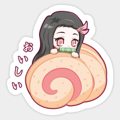 Nezuko Chan, Swiss Roll Cake, Sticky Paper, How To Make Stickers, Custom Sticker, Swiss Roll, Nezuko Kamado, Demon King Anime, Roll Cake