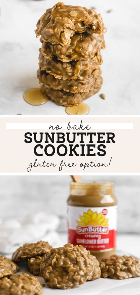 Sunbutter No Bake Cookies, Recipes With Sunflower Butter, Sunflower Butter Desserts, Sun Butter Cookies, Sun Butter Recipes, Sunflower Recipes, Cookies Made With Honey, Sunflower Butter Recipes, Sunflower Butter Cookies