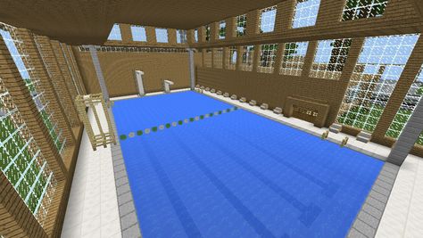 Indoor Swimming Pool Minecraft Pool Ideas Design, Minecraft House With Pool, Indoor Pool Minecraft, Minecraft Swimming Pool, Minecraft Modern Pool, Inside Pool, Indoor Swimming, Indoor Swimming Pools, Indoor Pool