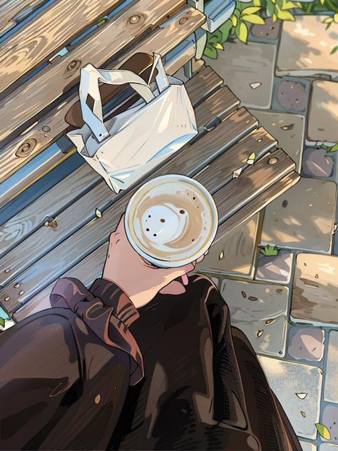 Coffee Pictures Aesthetic, Coffee Cartoon, Vintage Illustration Art, Hijab Cartoon, Islamic Artwork, Girly Art Illustrations, Anime Artwork Wallpaper, Dreamy Art, Anime Scenery Wallpaper