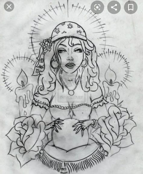 Marie Laveau Tattoo, Crystal Ball Tattoo, Lady Fortuna, Lady Tattoo, Duck Tattoos, Marie Laveau, Tattoo Outline Drawing, Leather Tooling Patterns, Tooling Patterns