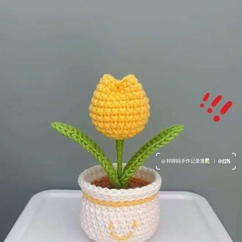 Crochet Hobby, Crochet Flower, Crafts To Do, Crochet Flowers, Crochet Amigurumi, Tulips, Cactus, Amigurumi, Crochet