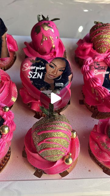 Shavell Williams on Instagram: "Glam cupcakes…. Grab and go💕" Purple Gold Cupcakes, Gold Treat Table, Black And Gold Treat Table, Glam Cupcakes, Gold Cupcakes, Treat Table, Senior Graduation Party, 28th Birthday, Senior Graduation