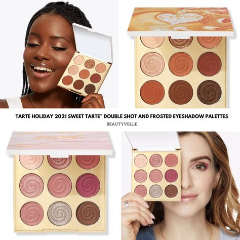 Tarte has just released their new Sweet Tarte™ Double Shot and Frosted Eyeshadow Palettes for the 2021 Holiday season and we've got all the details!  The palettes are available now and priced at $29 each. The post Tarte Holiday 2021 Sweet Tarte™ Double Shot and Frosted Eyeshadow Palettes appeared first on BeautyVelle | Makeup News. Frosted Eyeshadow, Makeup News, Double Shot, Eyeshadow Palettes, Sweet Tarts, Eyeshadow Looks, Me Time, The Details, Eyeshadow Palette