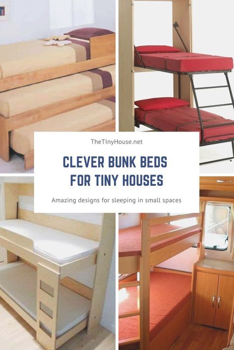 Amazing designs for sleeping in small spaces Small Space Sleeping Solutions, Tiny House Bed Ideas, Easy Diy Home Improvement Ideas, Ideas For Tiny Houses, Tiny House Bed, Bunk Bed Ideas, Tiny House Hacks, Tiny House Family, Tiny House Appliances