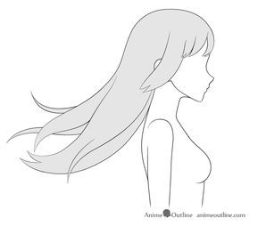 How to Draw Anime Hair Blowing in the Wind - AnimeOutline Hair Blowing In The Wind, Wind Drawing, Anime Long Hair, How To Draw Anime, Pelo Anime, Manga Hair, Blowing In The Wind, Edit Template, Hair Sketch