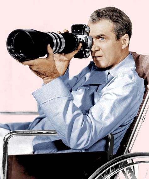 Rear Window 1954, Holding A Camera, Blue Pajamas, Jimmy Stewart, Alfred Hitchcock Movies, Movie Actors, James Stewart, I Love Cinema, Hooray For Hollywood