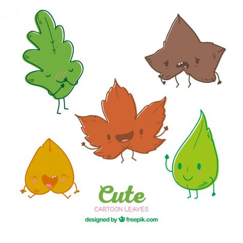 Cute cartoon leaves Free Vector Cartoon Leaves, Sushi Cartoon, Spring Cartoon, Cartoon Leaf, Autumn Leaves Background, Fall Acorns, Thanksgiving Background, Autumn Instagram, Fall Banner