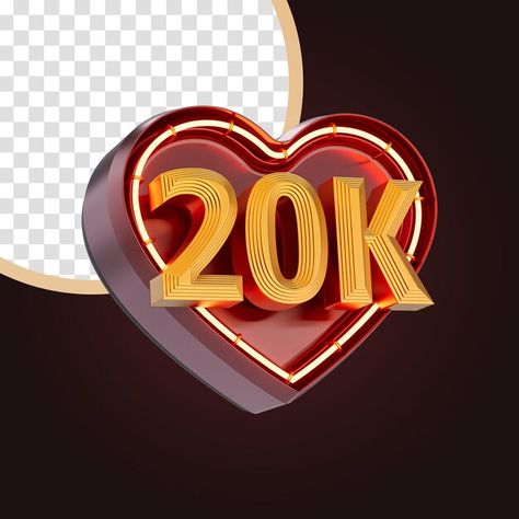 Twenty thousand or 20k follower celebrat... | Premium Psd #Freepik #psd #share-button #like-share #followers #like-button Love Icon, Acne Prone Skin Care, Share Button, 20k Followers, Neon Glow, 3d Render, The Twenties, Neon Signs, Neon