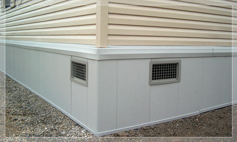 Mobile Home Skirting Options That Look Amazing Skirting For Mobile Homes, Skirting Ideas, Mobile Home Skirting, Home Skirting, Mobile Home Repair, Mobile Home Exteriors, Mobile Home Makeovers, Mobile Home Makeover, Mobile Home Renovations