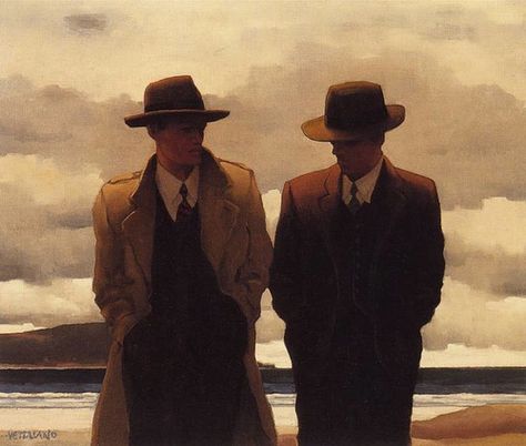 Jack Vettriano, Philosophers, Two Men, Hats, Art