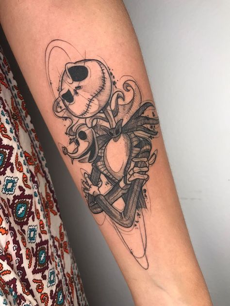 Tim Burton Tattoos For Women, The Nightmare Before Christmas Tattoo Ideas, Jack Skellington Tattoo Stencil, Jack And Zero Tattoo, Jack Skellington Tattoo Design, Jack Skellington Tattoo Ideas, Uñas Jack Skellington, Jack The Skeleton Tattoos, Jack Skeleton Tattoo