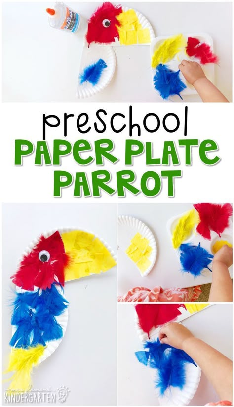 Preschool Rainforest, Rainforest Crafts, Pirate Preschool, Preschool Jungle, Safari Crafts, Rainforest Activities, Parrot Craft, Animal Crafts Preschool, Jungle Crafts