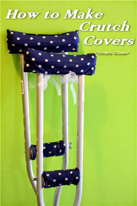 How to make padded crutch covers. They keep the crutches from rubbing you under the arms and from getting blisters on your hands. How To Make Crutches Comfortable Diy, Crutches Padding Diy, Crutch Covers, Crutch Pad, Tote Bag Pattern Free, Crutches, Leftover Fabric, Sewing Projects For Beginners, Sewing Skills