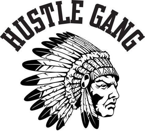 Hustle Gang Logo, Indian Chief Tattoo, Gang Wallpaper, Native American Wallpaper, Biker Logo Design, Blood Gang, Native Drawings, Gang Logo, Native American Drawing