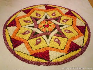 Collection of Onam Pookalam Photos (Images, Pictures, Wallpapers) | designs & sketches Athapookkalam Designs, Onam Rangoli, Onam Pookalam Design, Floral Rangoli, Onam Pookalam, Kolam Art, Poo Kolam, Pookalam Design, Felt Painting