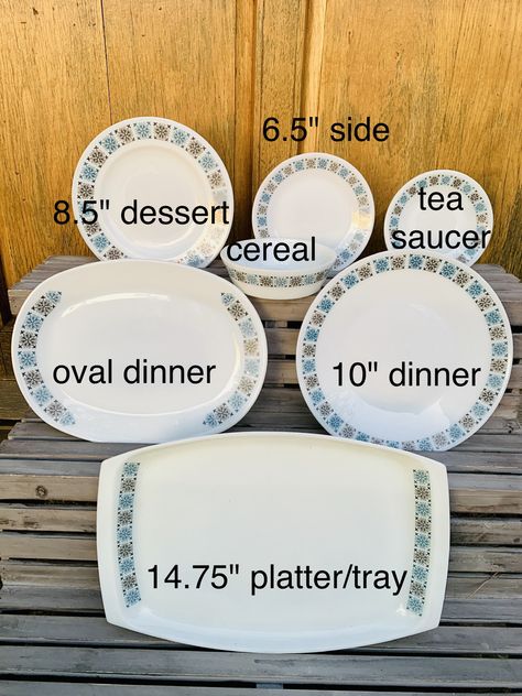 JAJ Pyrex Chelsea Pattern Casserole Dishes & Tableware Pieces with Teal Blue / Black Geometric Design Tea Saucer, 60s Style, Crown Logo, Geometric Star, China Patterns, Side Plates, Cereal Bowls, Pyrex, Flea Market