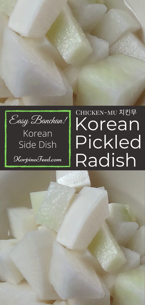 Pickled Daikon Radish Recipes, Radish Banchan, White Radish Recipes, Easy Korean Fried Chicken, Daikon Radish Recipes, Pickled Daikon Recipe, Pickled Daikon Radish, Korean Pickled Radish, Authentic Asian Dishes